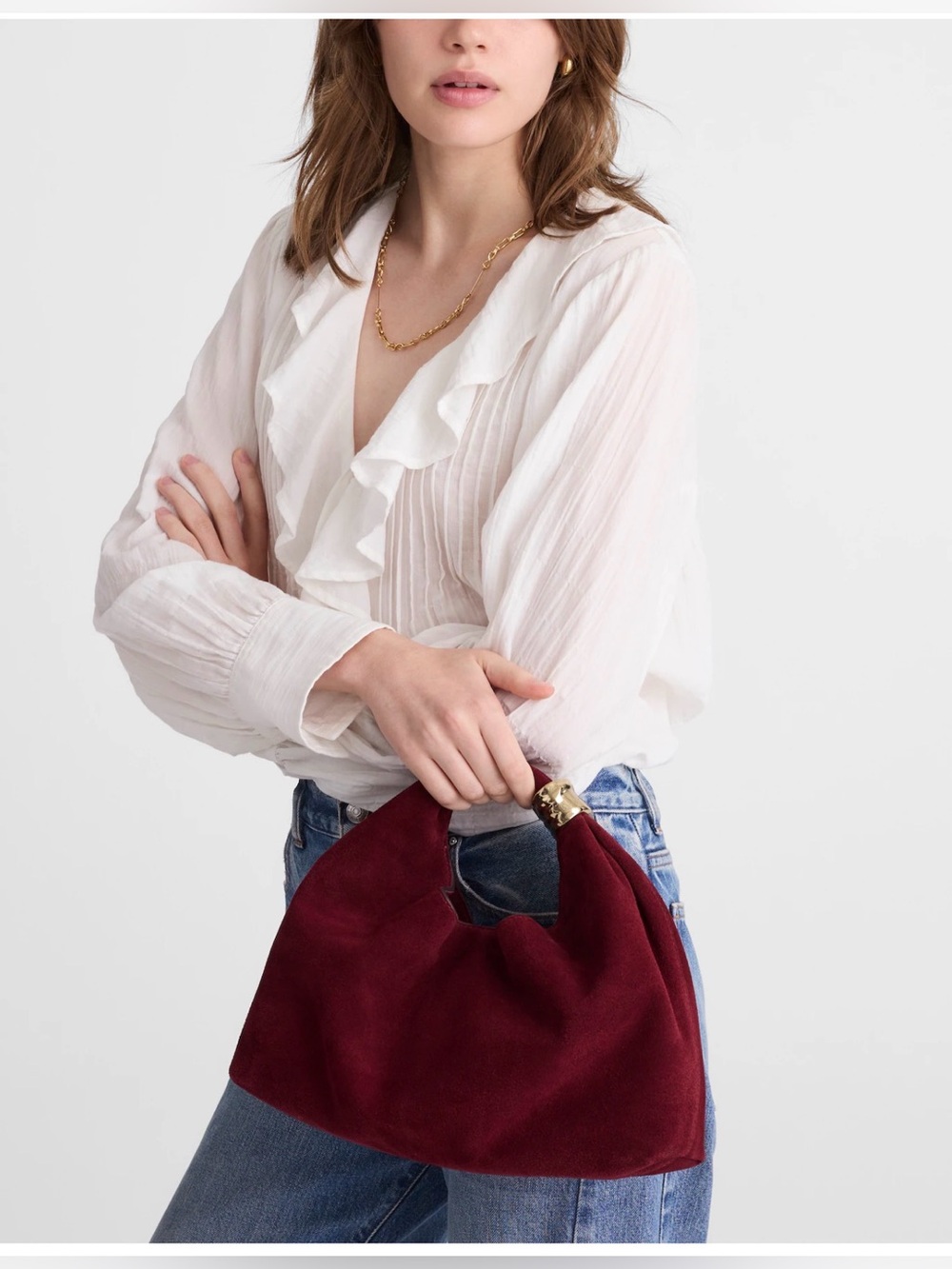 Madewell Mini Pouch in suede - Cranberry NWT - Picture 10 of 10